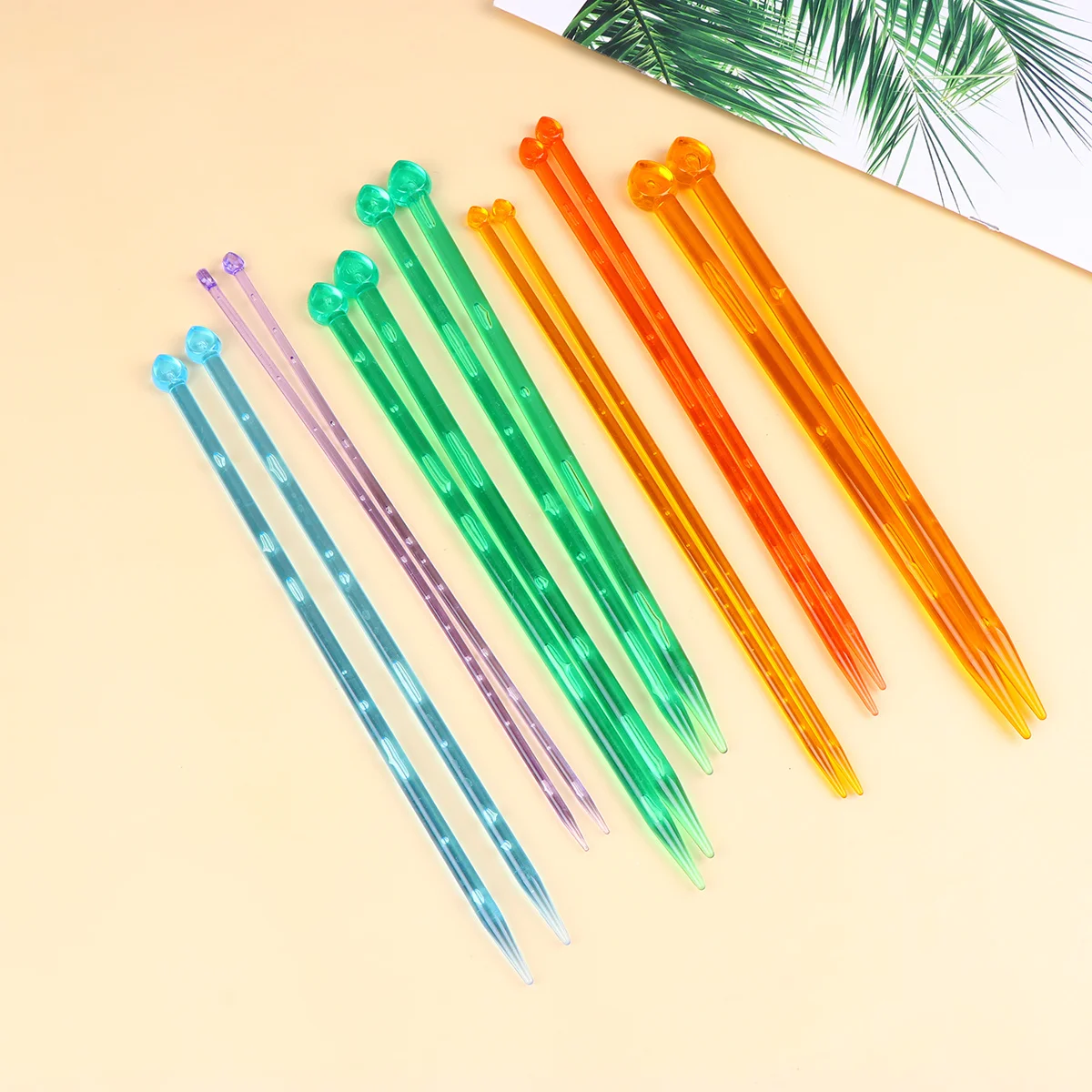 1Set Acrylic Knitting Needles 25Cm Smooth Lightweight Crochet Sticks for Hand Knit Sweaters Scarves Rugs Craft Projects Random