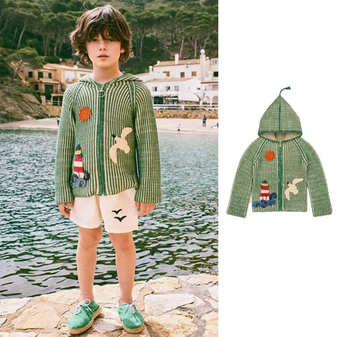 

Autumn Winter New Children Jacket Nordic Style Three-dimensional Cartoon Versatile Cardigan Jacket Hooded Knitted Sweater