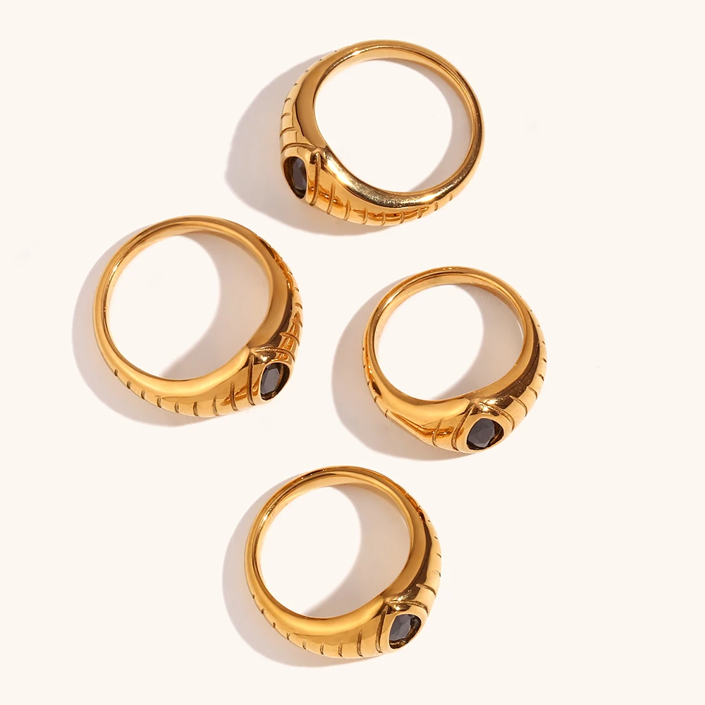 La. Muses Classic horse eye shape black zircon Water Ripple Road rings premium stainless steel jewelry Woman accesories gift