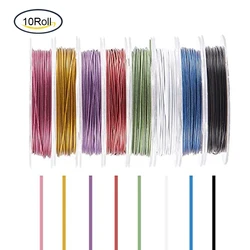 100 Yards 10 Color Tiger Tail Wire 0.45mm Jewelry Beading Wire Craft Metal Wire with Spool for Jewelry Making Supplies and Craft