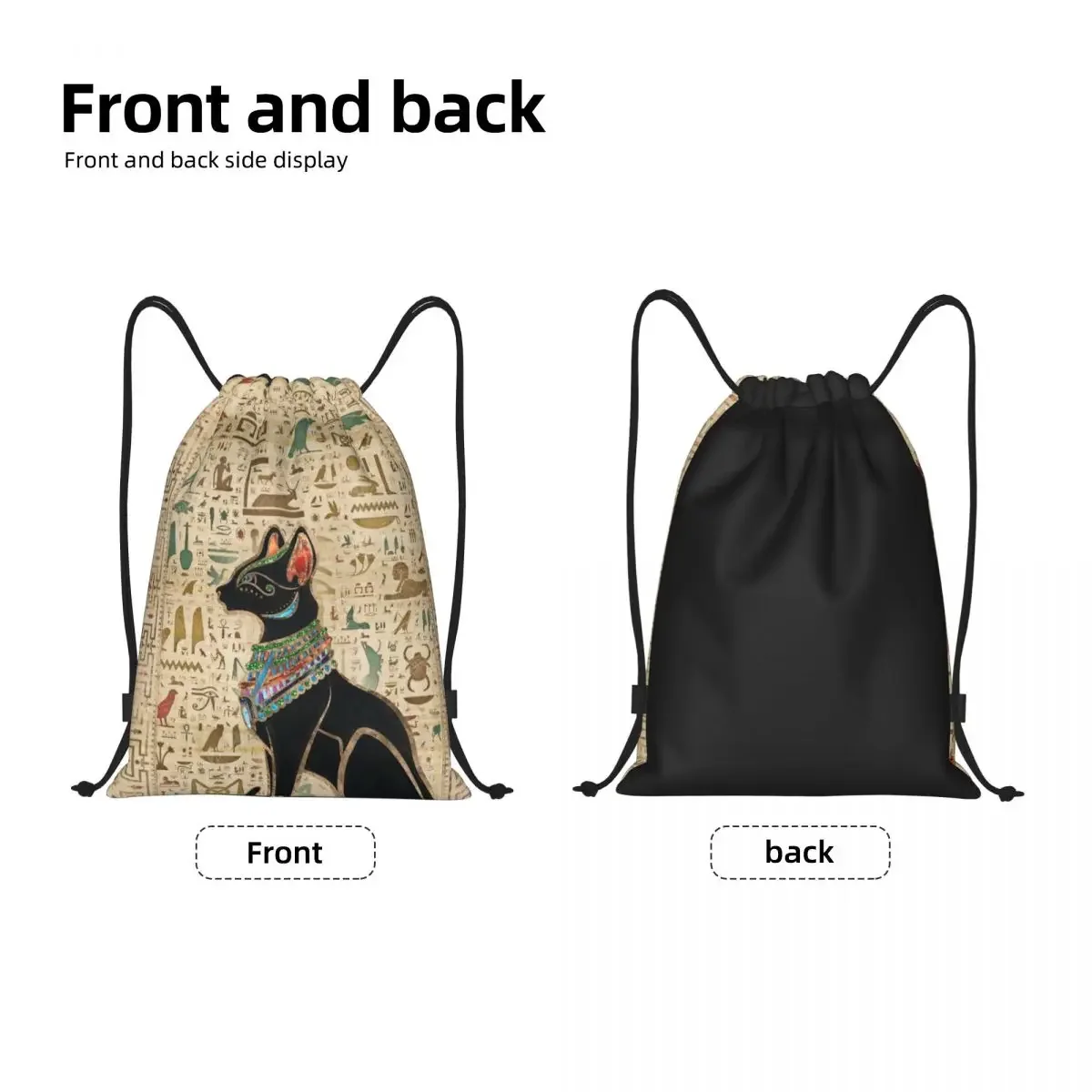 Custom Egyptian Bastet Cat Drawstring Backpack Women Men Gym Sport Sackpack Portable Ancient Egypt Art Training Bag Sack