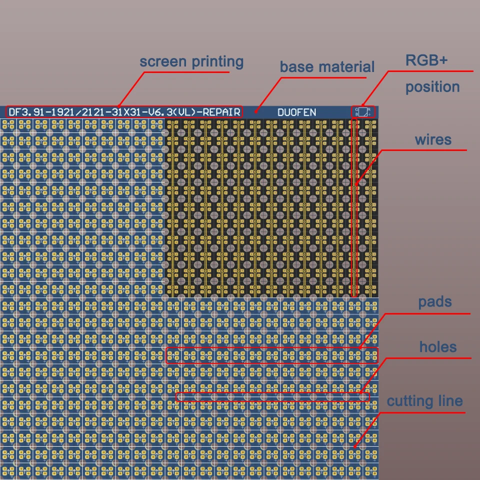P2 series Circuit Paper,Double-sided solder pads, fully covered with large holes ,Used for repairing damaged PCB pads