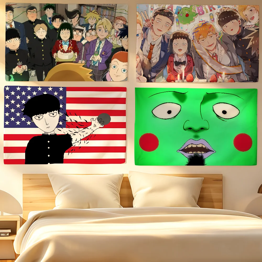 Comic M-Mob Psycho 100 Flag Tapestries For Classroom Dormitory Camping Picnic Party Cheering Home Indoor Outdoor Decor