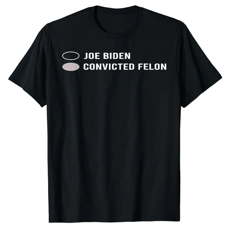 

Joe Biden Vs Convicted Felon Funny Ballot Paper Voting Humor T-Shirt Letters Printed Sarcastic Saying Campaign Tee Pro Trump Top