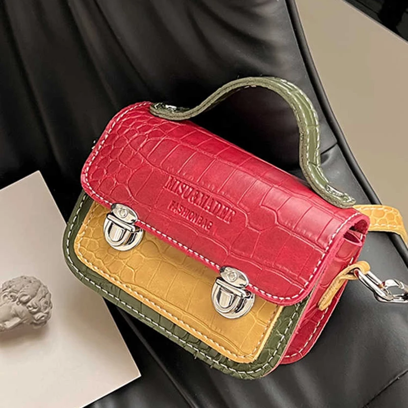 

Women's Color Contrasting Crossbody Bag Spring Summer New Fashion Splicing Colors Design Small Square Handheld Mini Bag