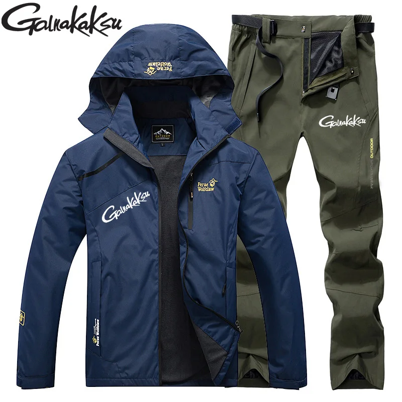 

Spring Autumn Thin Outdoor Jackets Men's Sports Sets Body Fitting Windproof Waterproof Mountaineering Pants Hiking Fishing Suits