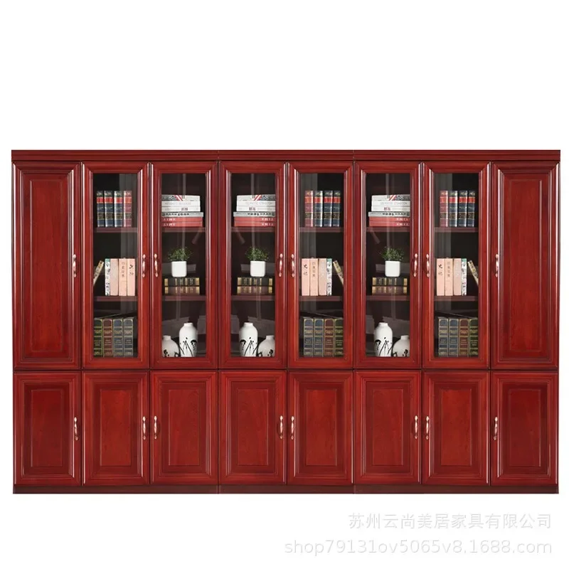 Office Furniture Paint Bookcase Wooden File Paste Solid Wood Leather File Cabinet Floor High File