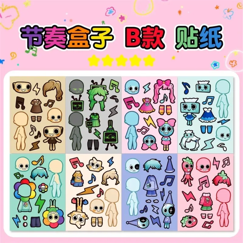 --8Sheets/Pack DIY Cartoon Gmae Puzzle Stickers Make a Face Cute Unicorn Cartoon Children Game Creative Assemble Jigsaw Toy Gift