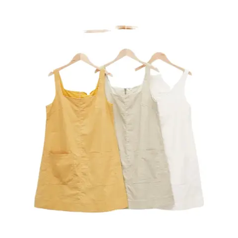 गर्मियों में महिलाओं के लिए कॉटन लिनन ड्रेस सेक्सी स्लीवलेस स्क्वायर नेक कैज़ुअल लूज़ फैशन स्ट्रीटवियर विंटेज ठाठ पॉकेट्स के साथ वेस्टिडोस 8 best sales जेब वाली पोशाकें - №7