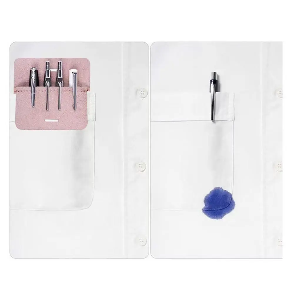 2 pçs material hospitalar de escritório portátil couro dupla camada caneta saco lápis caso à prova de vazamento caneta bolsa titular caneta bolso protetor