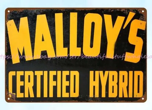 Malloys Hybrid seed corn ranch farmyard metal tin sign office bar bedroom design