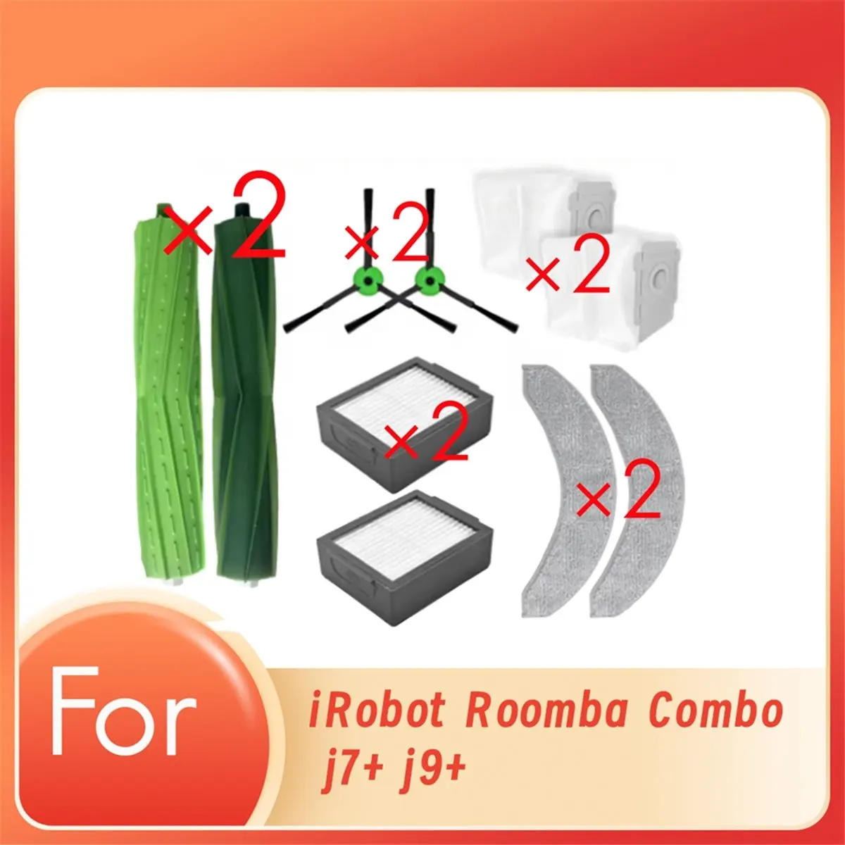 BRILLIANT 10 Pcs for Combo J7+ J9+ Sweeping Robot Cleaner Parts Replacement Main Side Brush Mop Filter
