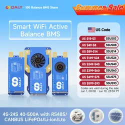 DALY 100 BMS Lifepo4 4S 7S 8S 10S 16S 17S 24S 60A 100A 150A 300A BMS with Active Balancer Built-in Bluetooth WIFI RS485CANBUS