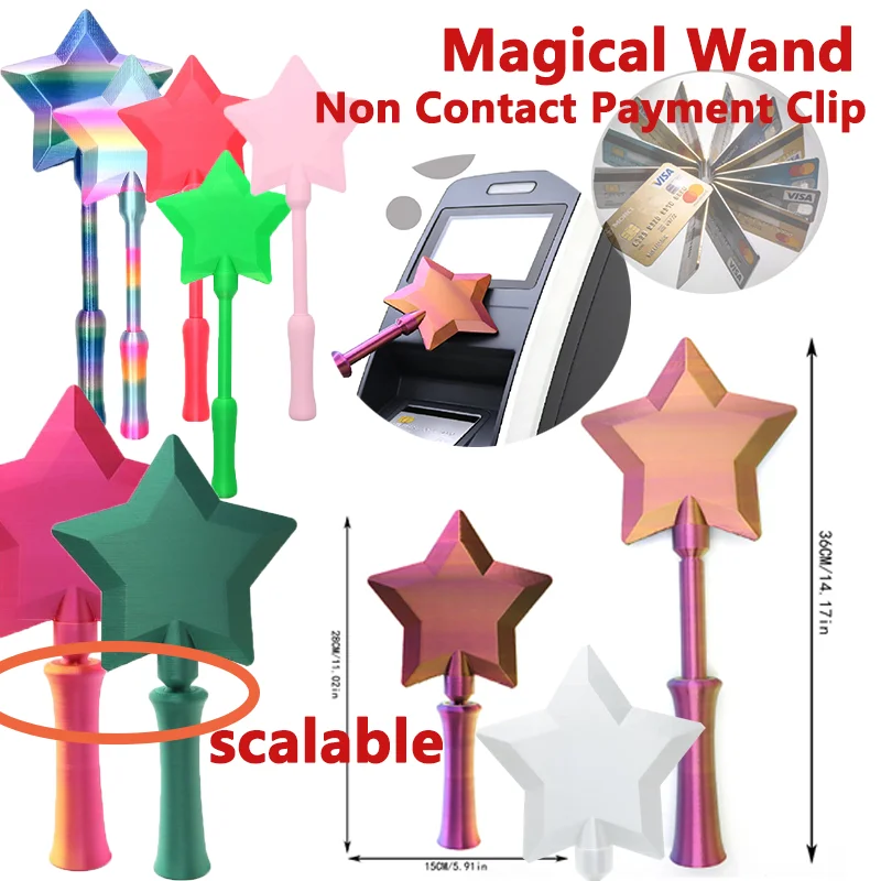 3d Printed Wand Tap To Pay Tools, Star Magic Wand Contactless Payment Clip, New  Long-distance Contactless Payment Payment Tool