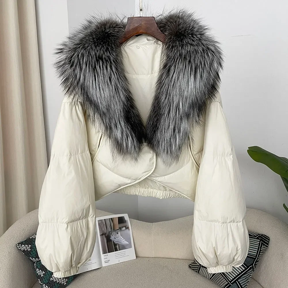 OFTBUY Luxuriöser, extragroßer Parka mit natürlichem Fuchspelzkragen für Damen, Winter 2025, 90% weiße Entendaunenjacke, Echtpelzmantel für Frauen – Detail 30