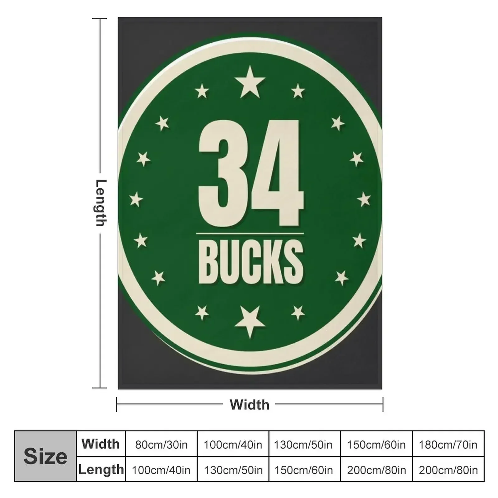 bucks 34 - bucks fans Jersey Throw Blanket Plaid on the sofa Warm Travel warm for winter christmas gifts Weighted Blankets