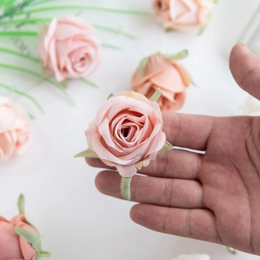 100 Pieces Of Rose Head Household Wedding Supplies Decoration Craft Home Decor Christmas Wreath Scrapbook Silk Artificial Plants