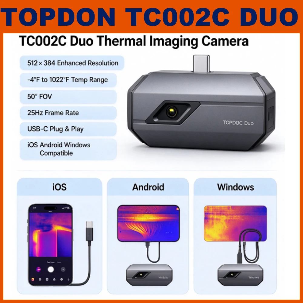 TOPDON TC002C DUO Thermal Camera For IOS/Android 256 X 192 IR High Resolution Infrared Test Report Upgraded Version of TC002