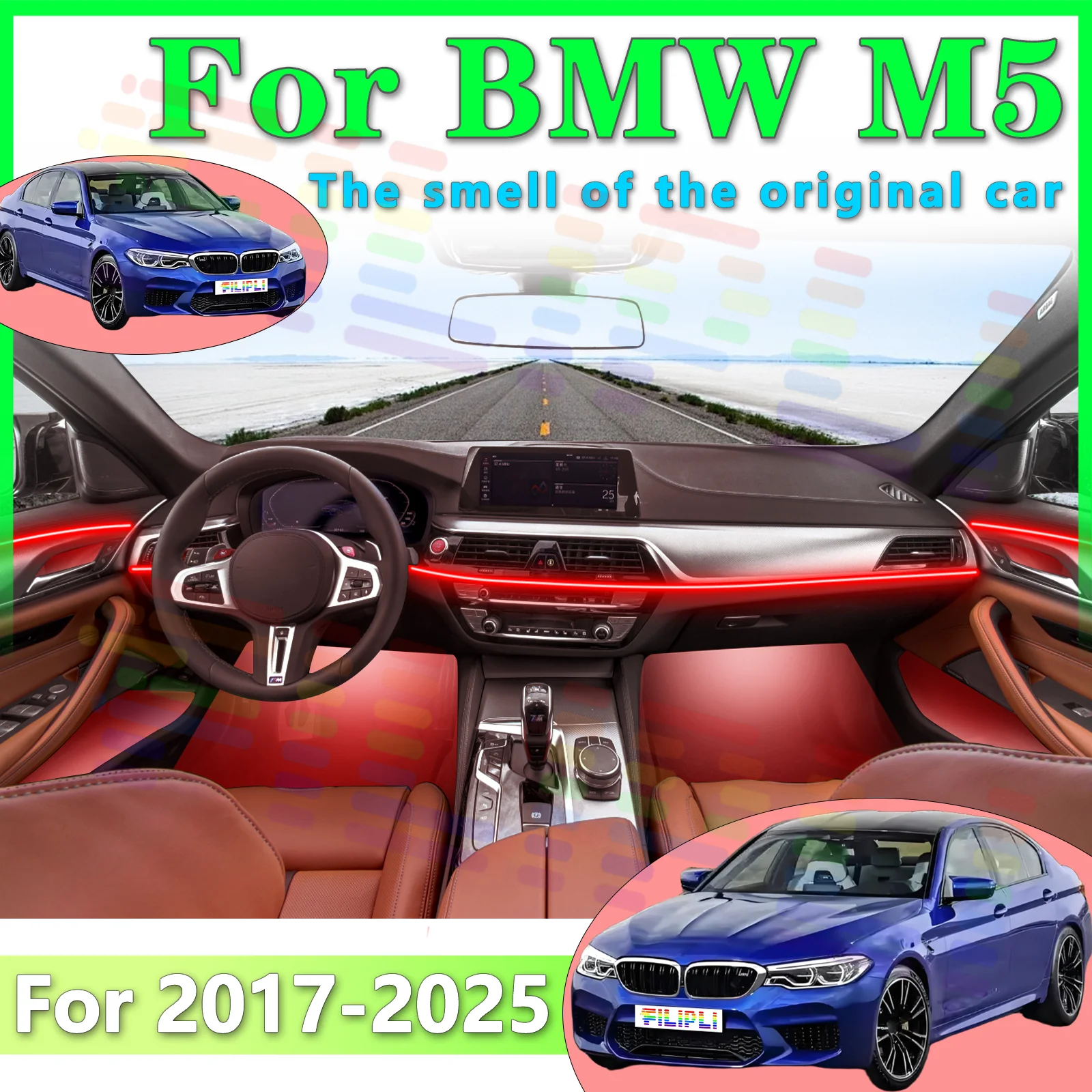 

FILIPLI для BMW M5 F90, внутренняя скрытая светодиодная декоративная полоса, 64 цвета, разнообразные режимы для поднятия настроения