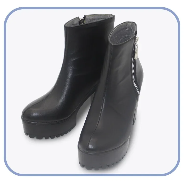 Beroba Cosplay Shoes Anime Accessories Cosplay Props Halloween Carnival Boots PU Shoes Black High Heels Big Size Custom Made