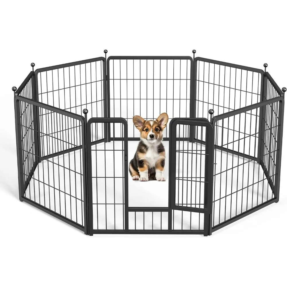 

Dog Playpen Indoor, Heavy Duty Dog Pen for Puppies/Small Dogs, Black, Puppy Playpen Indoor Outdoor for Yard, Camping, RV