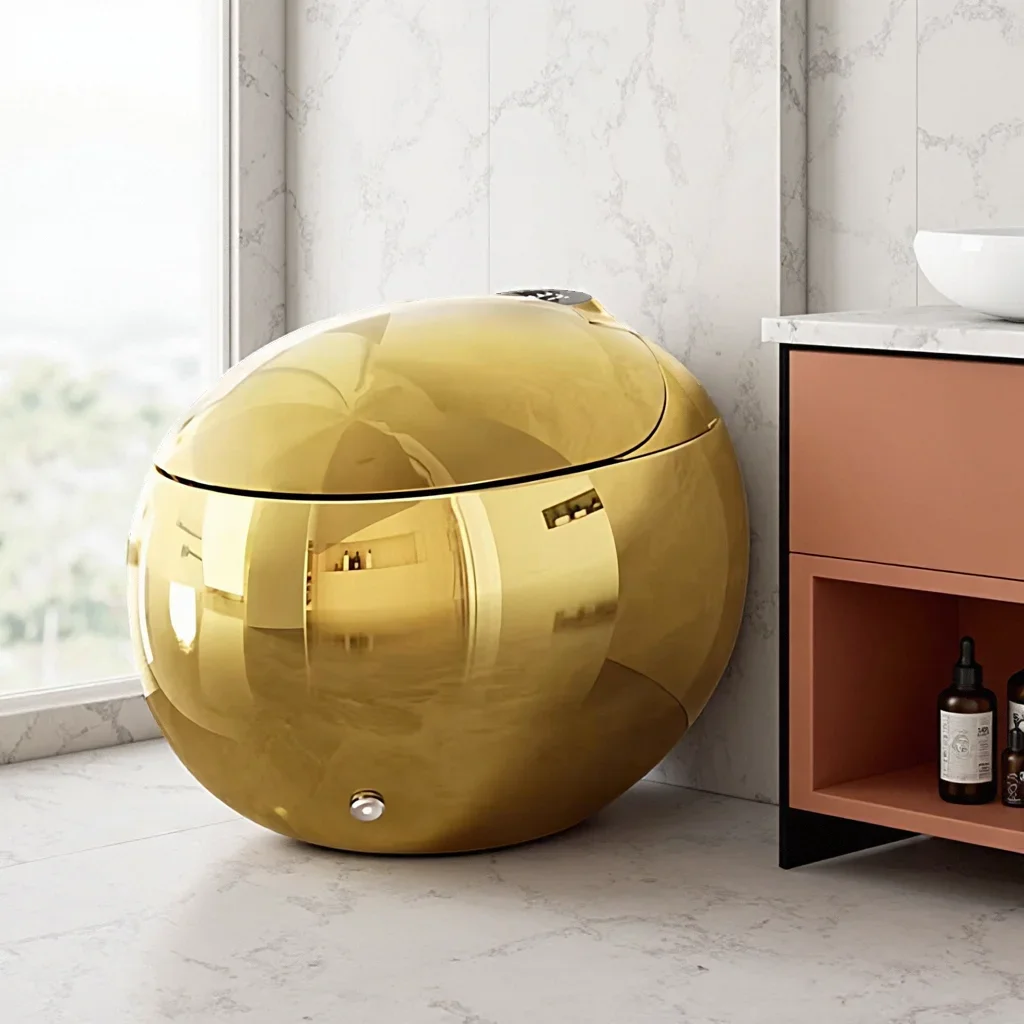 xx-Golden Smart Toilet Bowl Bidet Egg Round Shape One Piece Automatic Open With Remote Control For Egg Shape Smart Toilet Oem