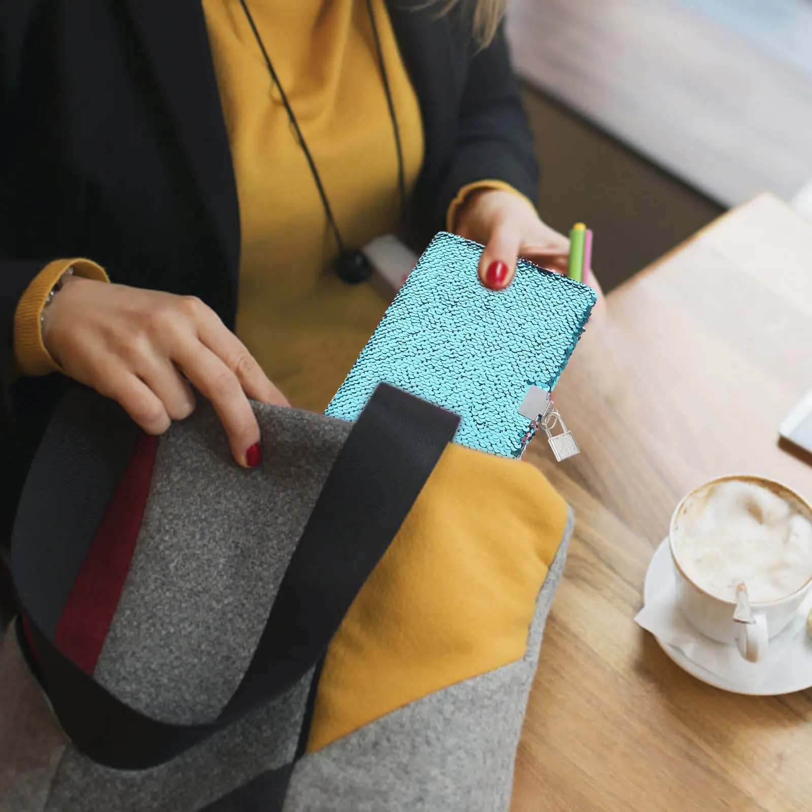 Interactive Flip Sequin Notebook with Lock for Diary Journal Creative Doodle Book Secret Writing Travel Journal Gift