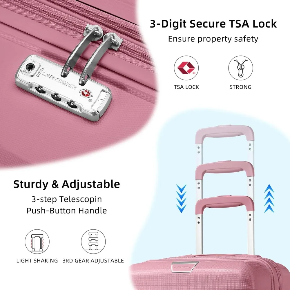 3-Piece Hardside Spinner Luggage Set with TSA Lock, Duffel Bag, and Carry-On Suitcase for Travel