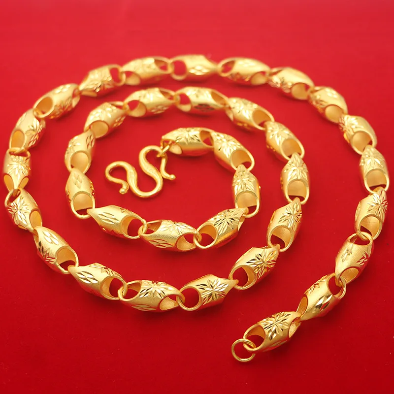 9999 gold bullet-shaped necklace - best-selling accessory for men, made of dragon bone, twisted chain jewelry