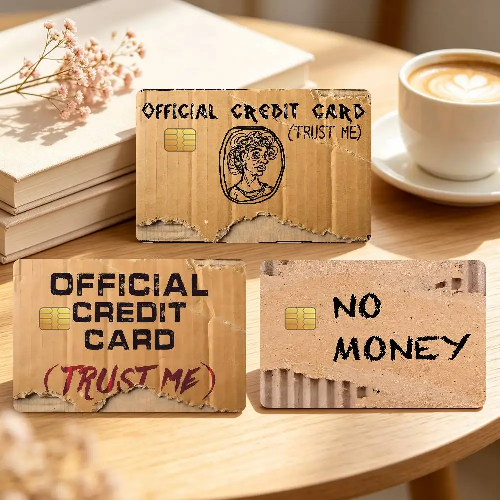 Funny Interesting Cardboard Credit Card Skin Stickers For Bank Bus Metro Cards Waterproof Anti-Scratch Gift 4PCS