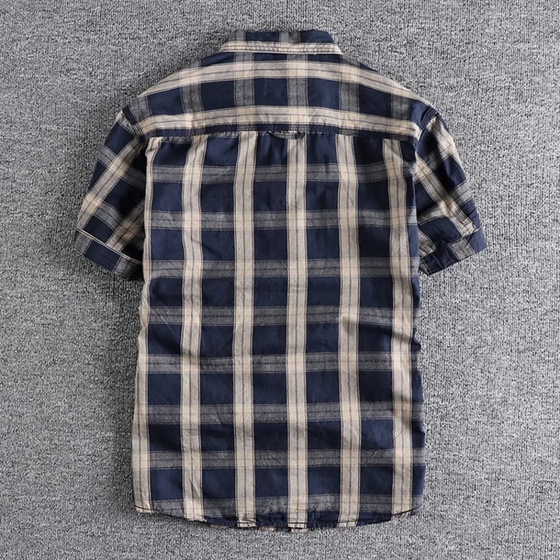 Summer New Arrival Classic Vintage Short Sleeve Shirt for Men - Comfortable Checkered Casual Shirt