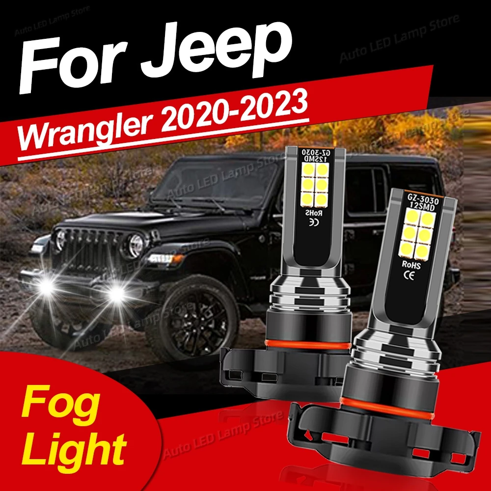 

2PCS Car LED Fog Light Lamp 6000K BulbFor Jeep Wrangler 2020 2021 2022 2023 Replace Bulbs Auto Accessories Plug and Play