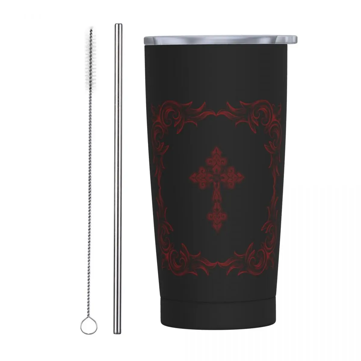Gothic Vampire Halloween Haunted Mansion Stainless Steel Tumbler Vacuum Insulated Mugs Thermal Cold Bottle Straws With Lid 20oz