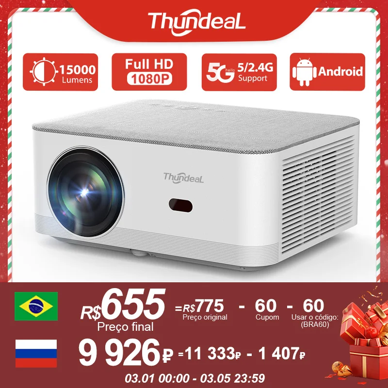ThundeaL TD92Pro Mini Projector Full HD 1080P Projetor 5G WiFi Android 4K Video TD92 Pro Portable Beamer 3D Movie Home Theater