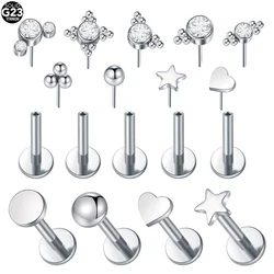 1PC Titanium Threadless Marquise CZ Labret Lip Stud Heart Star Ear Cartilage Tragus Helix Earrings Daith Piercing Body Jewelry