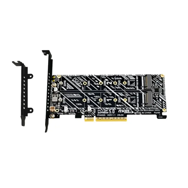 PCIEX8 PCIE5.0 Dual Nvme M.2 M-Key RAID Array Expansion Card Pcie Splitter Card For 2230/2242/2260/2280/22110 SSD