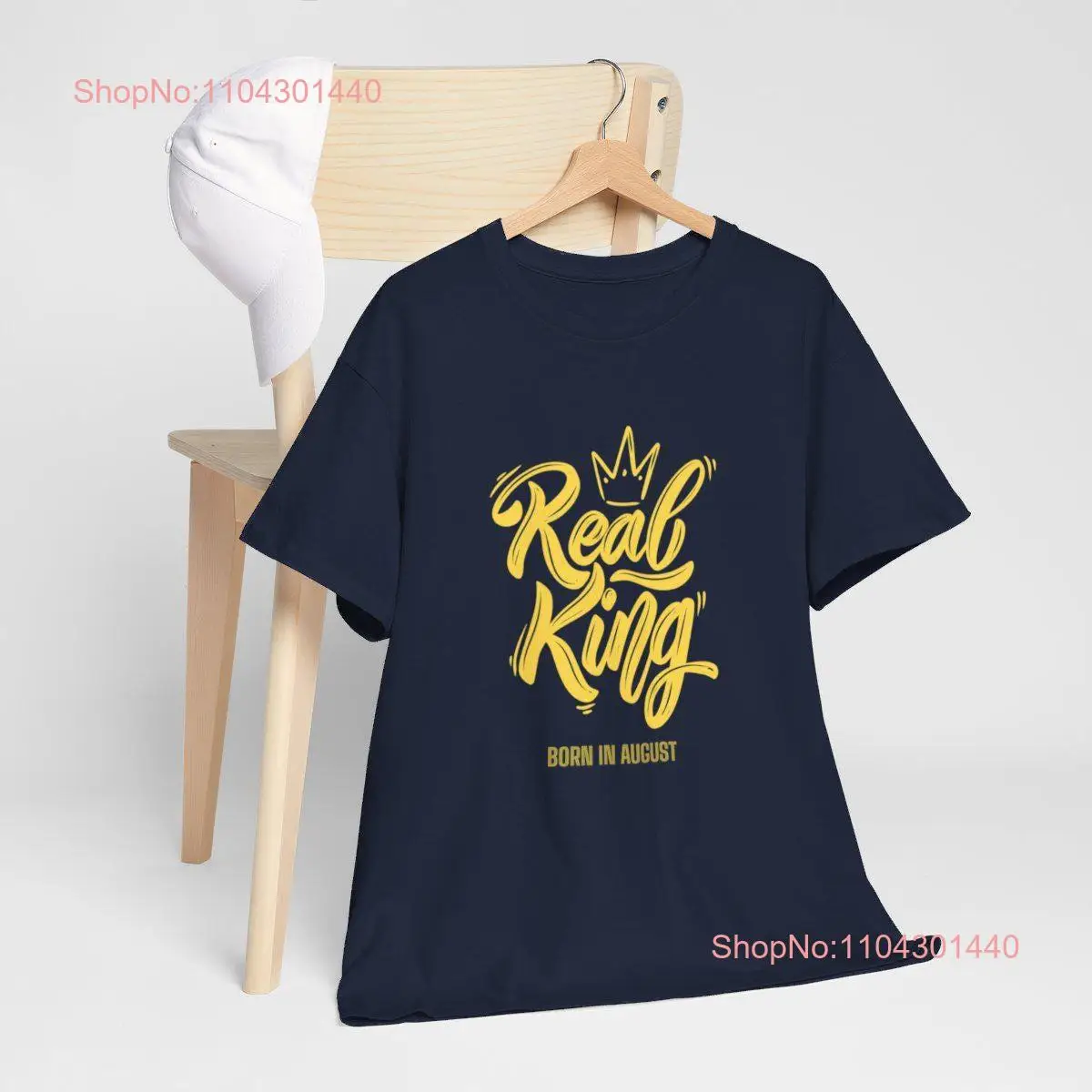 Real King Born in August T Shirt Birthday Ideas Heavy Cotton long or short sleeves