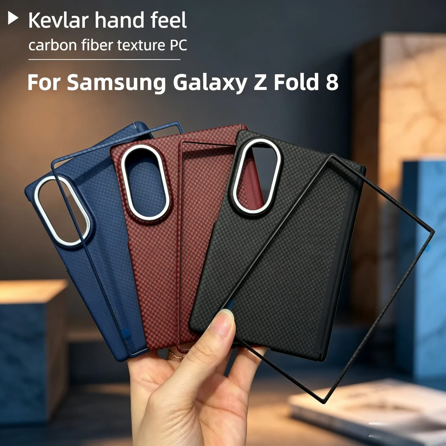 600D Kevlar Carbon Fiber Texture Magnetic Case for Samsung Galaxy Z Fold 8 Hinge Protection for MagSafe Wireless Charging Cover