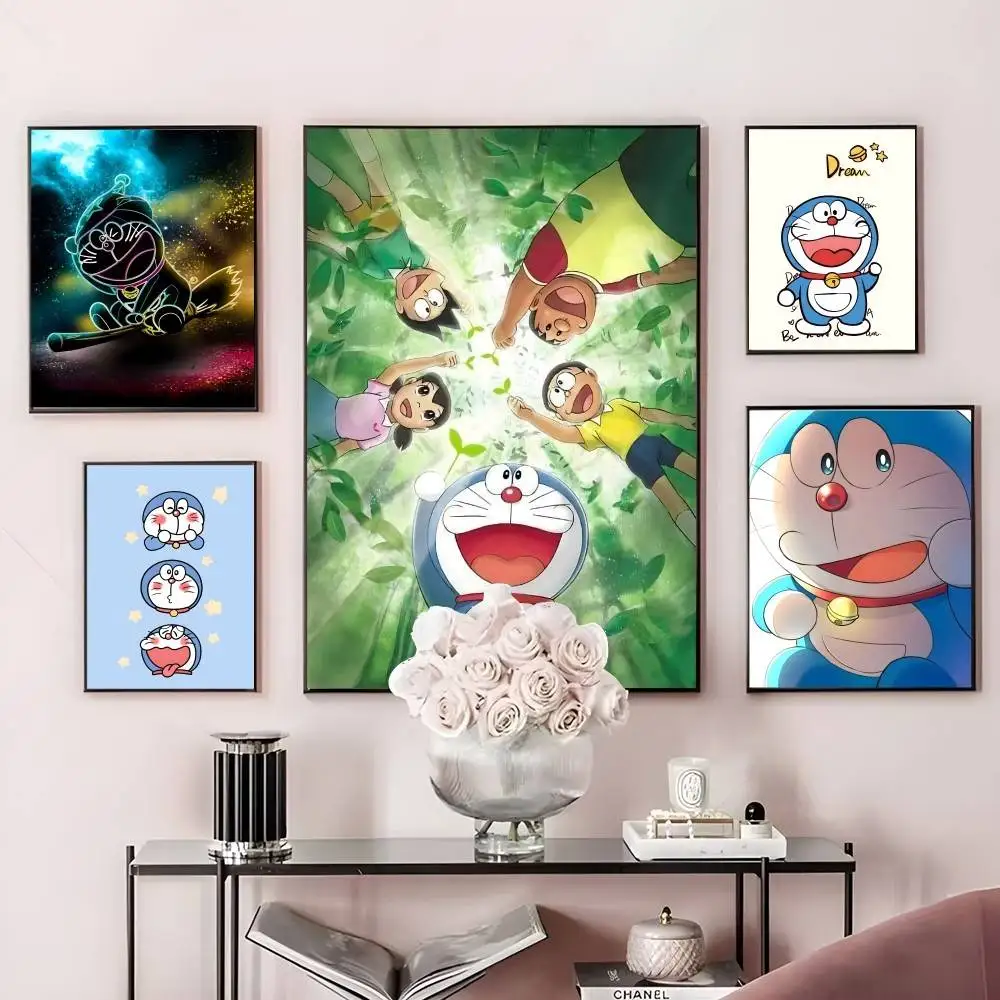 

Cute Anime D-DoraemonS Poster Home Living Bed Room Bar Hallway Sticky Wall Art Printing Waterproof Aesthetic Decor