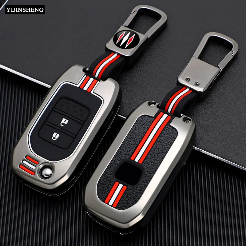 Zinc Alloy Style Car Key Cover Case Fob Holder For Honda Civic CR-V HR-V Accord Jade Crider Odyssey 2015- 2018 Remote Protector