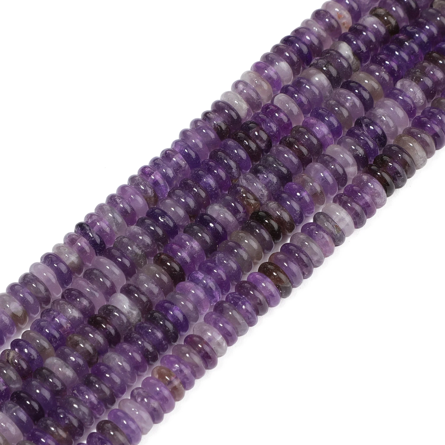 6x2mm Rondelle Natural Stone Purple Amethyst Beads Round Disc Spacer Beads for Jewelry Making DIY Energy Charms Bracelets