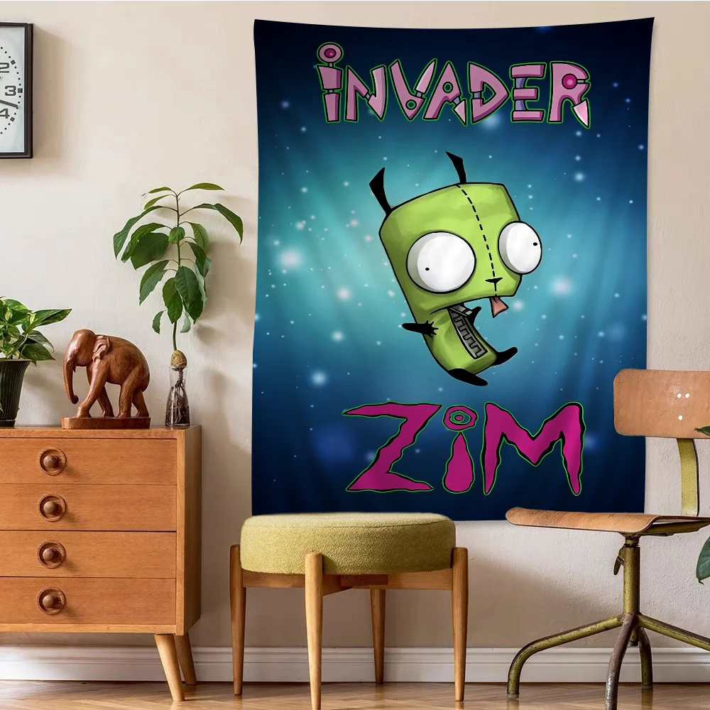 Cartoon In-vader Zim Chart Tapestry Art Science Fiction Room Home Decor Cheap Hippie Wall Hanging