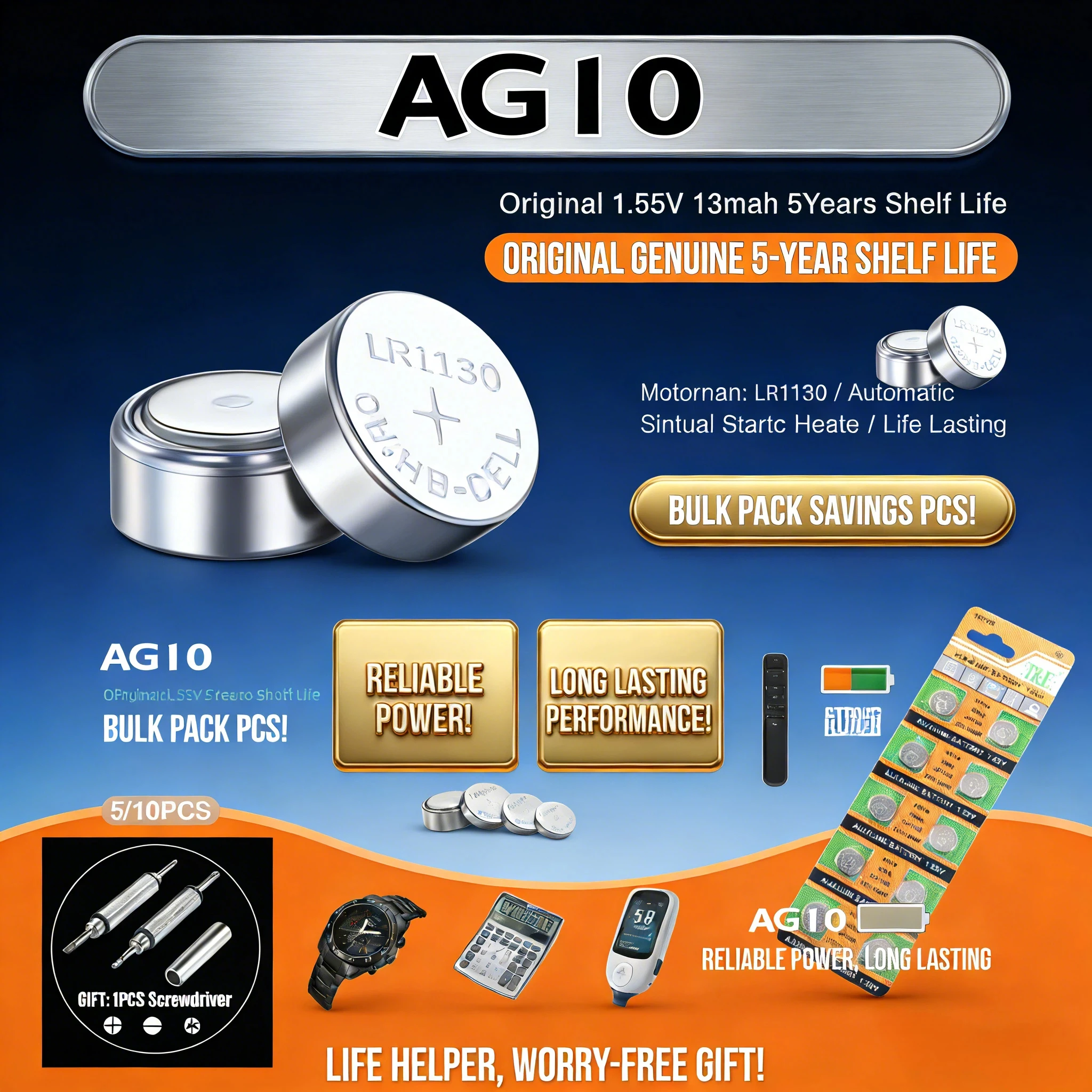 1.55V AG10 LR1130W SR1130SW Button Battery 389A G10A CX189 Equivalent for Wrist Watch Toy Remote Replacement