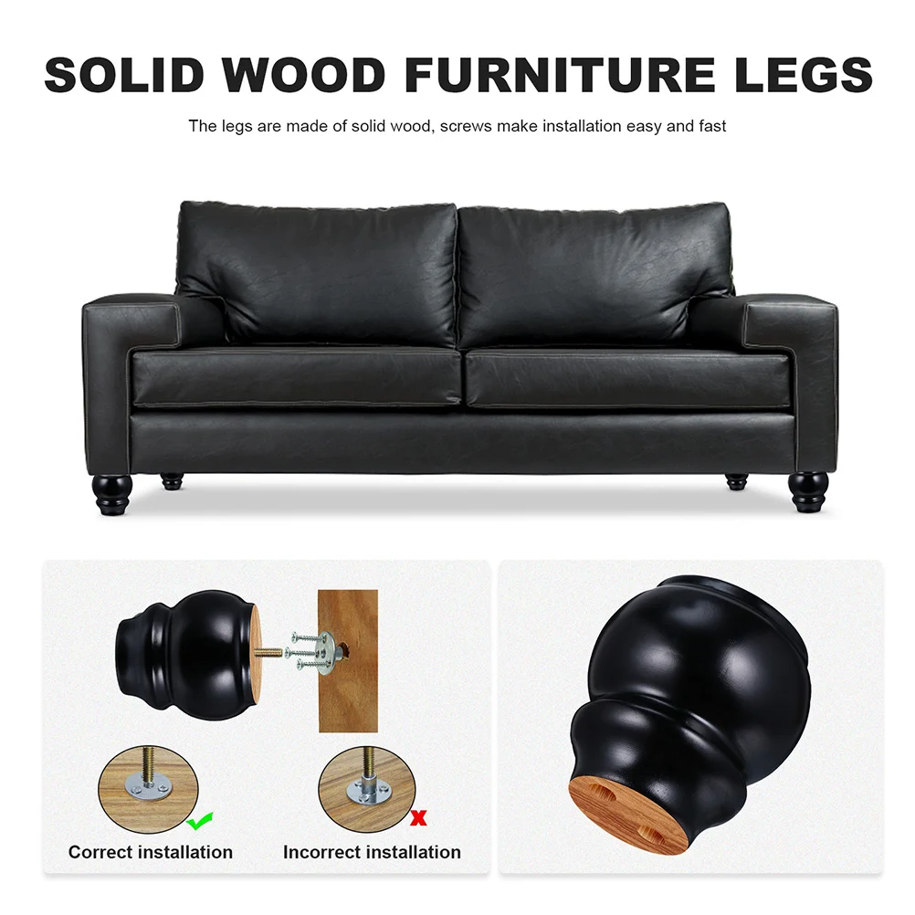 

4Pcs Wood Furniture Legs Hand-Polished Sofa Leg Set for Cabinet Drawer Table Replacement DIY Home Upgrade Sofa Replacement Legs