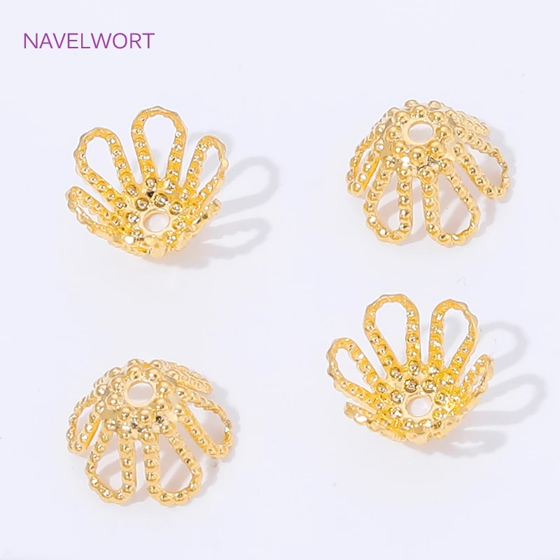 18K Gold Plated Spacer Beads Cap,Brass Flower Bead Caps For Jewelry Making Accessories,Caps For Beads,Supplies For Jewelry