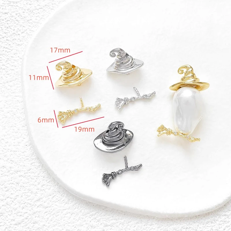 1 Piece Brass Plated with Genuine Gold Baroque Alien Pearl Wizard Hat DIY Produces Materials for Fashionable Jewelry Accessories