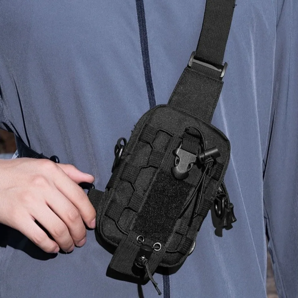 Multi-Functional Nylon Cross-Body Water Bottle Bag Scratch Resistant Large Capacity Chest Bag Multi-pockets Fanny Pack