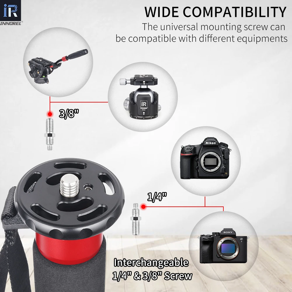 Monopé de câmera INNOREL U285A/U325A, liga de alumínio, 5 seções com trava rápida para filmadora de vídeo DSLR, suporte de fotografia DV