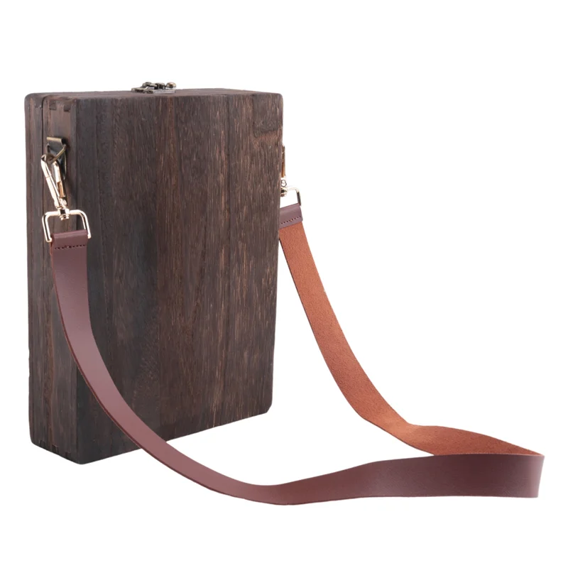 VO-Writers Messenger Wood Box A5 حقيبة كتف خشبية ذات اتجاه ريترو حقيبة خارجية صندوق لوازم فنية