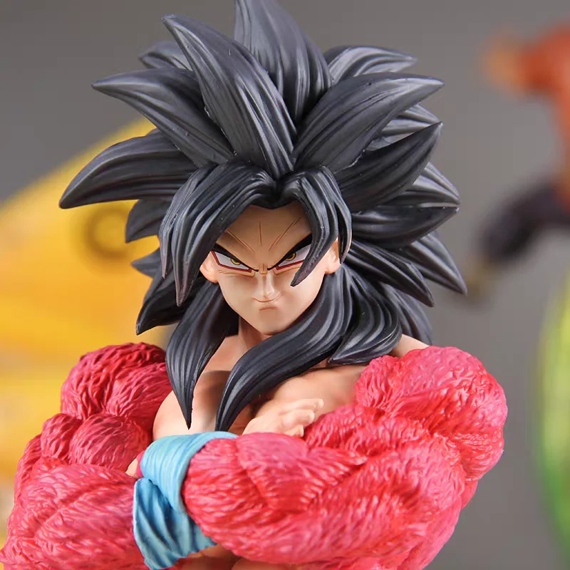 New Dragon Ball Anime Figure 34cm Son Goku Action Figure 2 Heads Statue Ss4 Super Saiyan Goku Models Doll Collection Dbz Toys